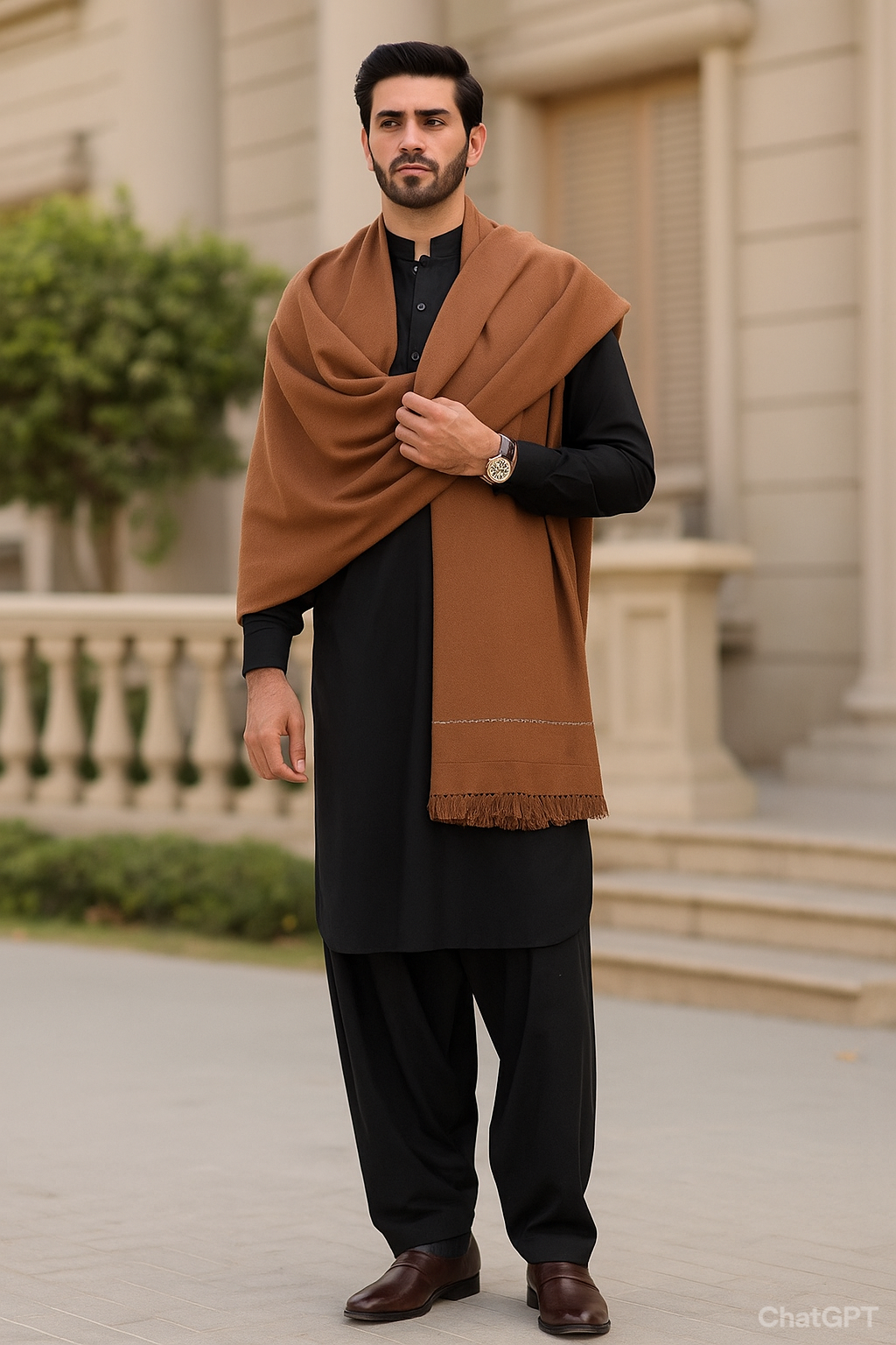 J. GENTS WOOL SHAWL BROWN