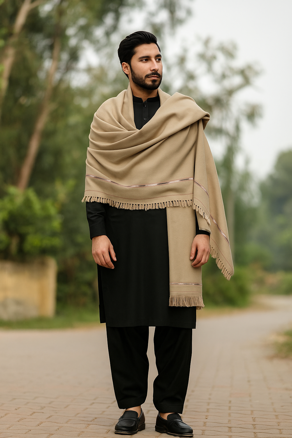 J. GENTS WOOL SHAWL LIGHT GRAY