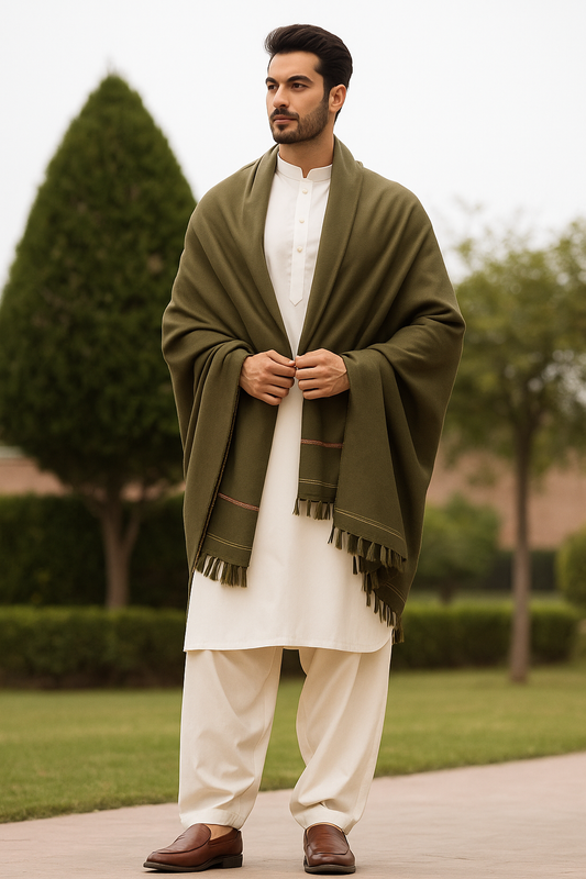 J. GENTS WOOL SHAWL GREEN