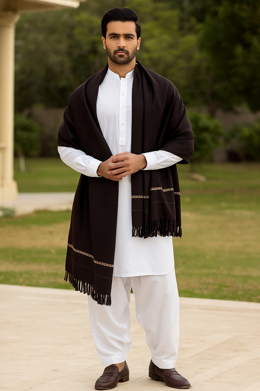 J. GENTS WOOL SHAWL MAROON