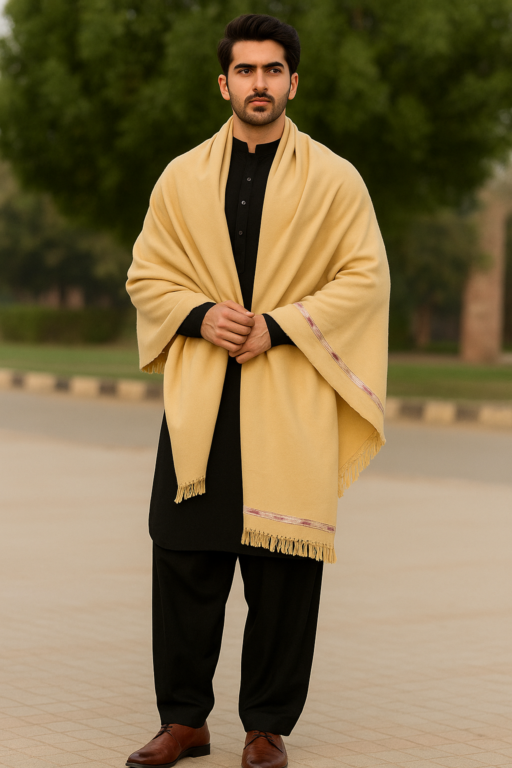 J. GENTS WOOL SHAWL CAMEL