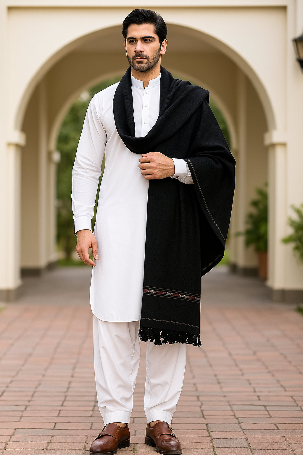 J. GENTS WOOL SHAWL BLACK